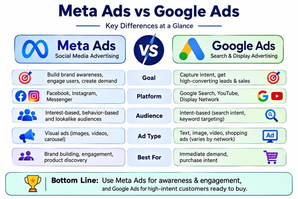 Meta Ads and Google Ads comparison